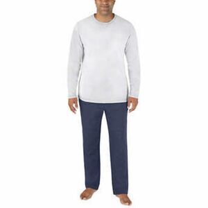 Eddie Bauer Men’s Top & Bottom Lounge Set, Blue, Light Grey